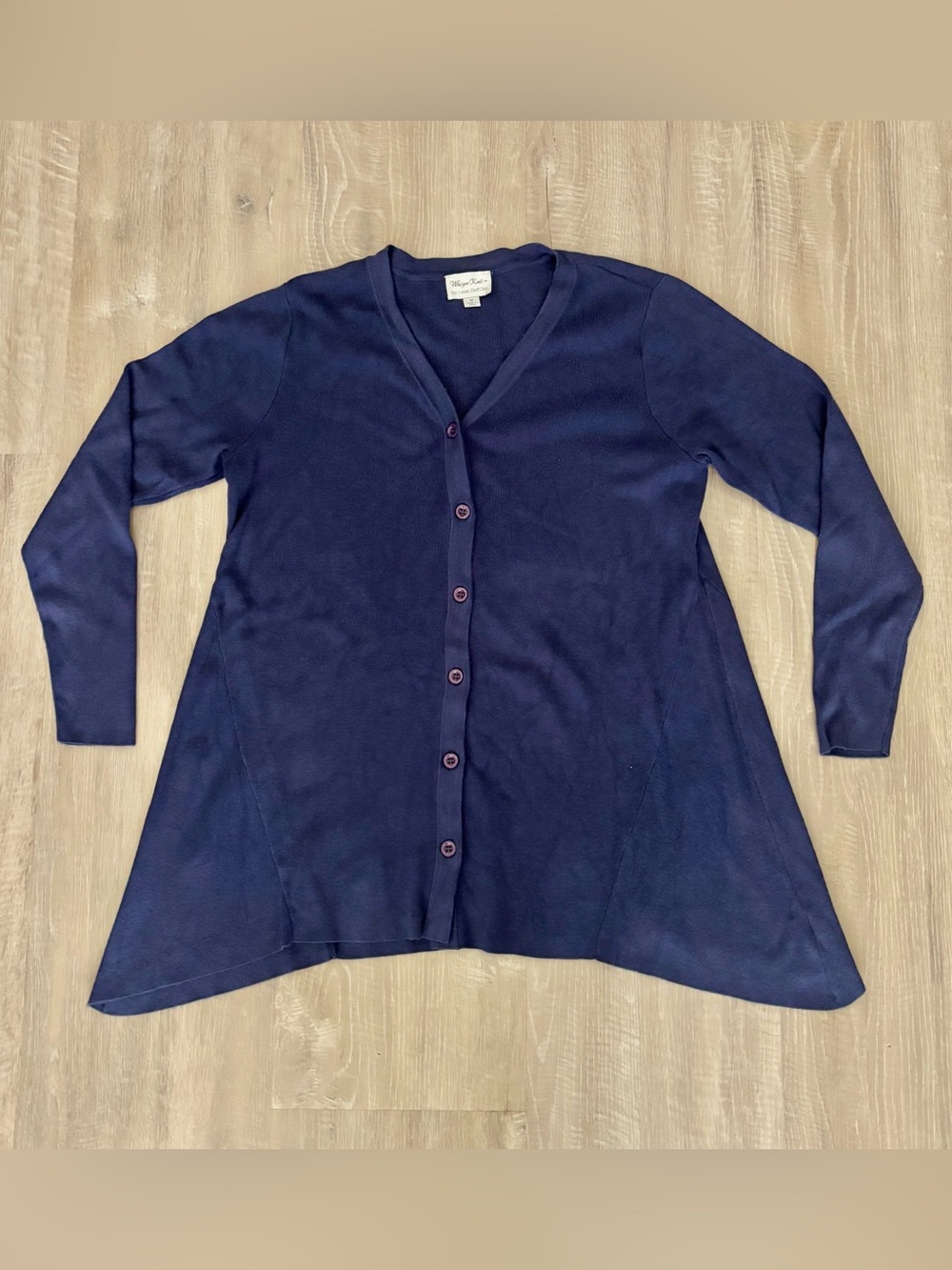 Whisper Knit Louis Dell’Olio Purple Cardigan Button Front Swing Sweater Medium